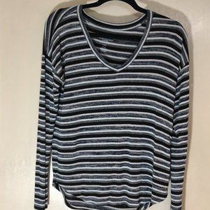 Blue and Black Striped Long Sleeve Sweater